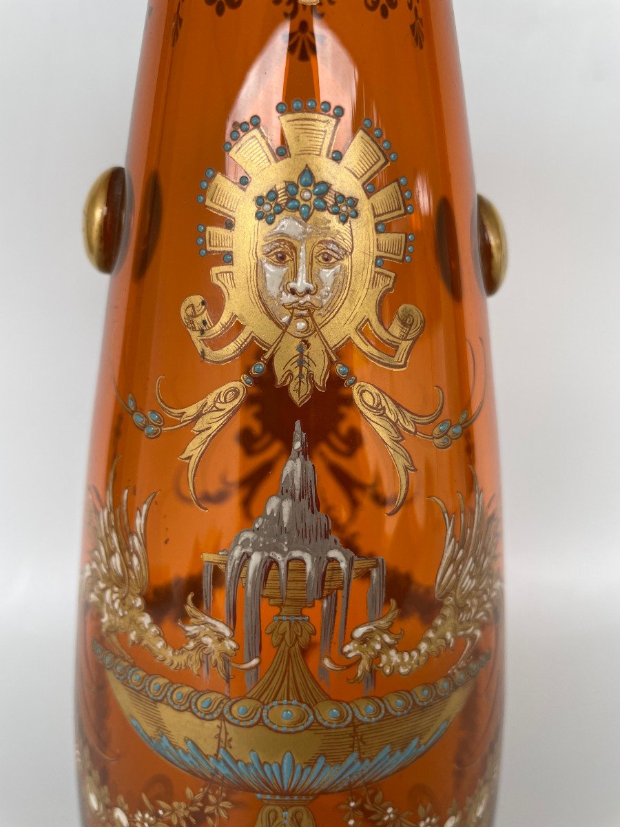 Baccarat Crystal - Amber Crystal Vase Late 19th-photo-2